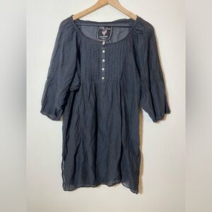 Johnny Was Babydoll mini dress Black Silk Blend Sz Small 3/4 Sleeve